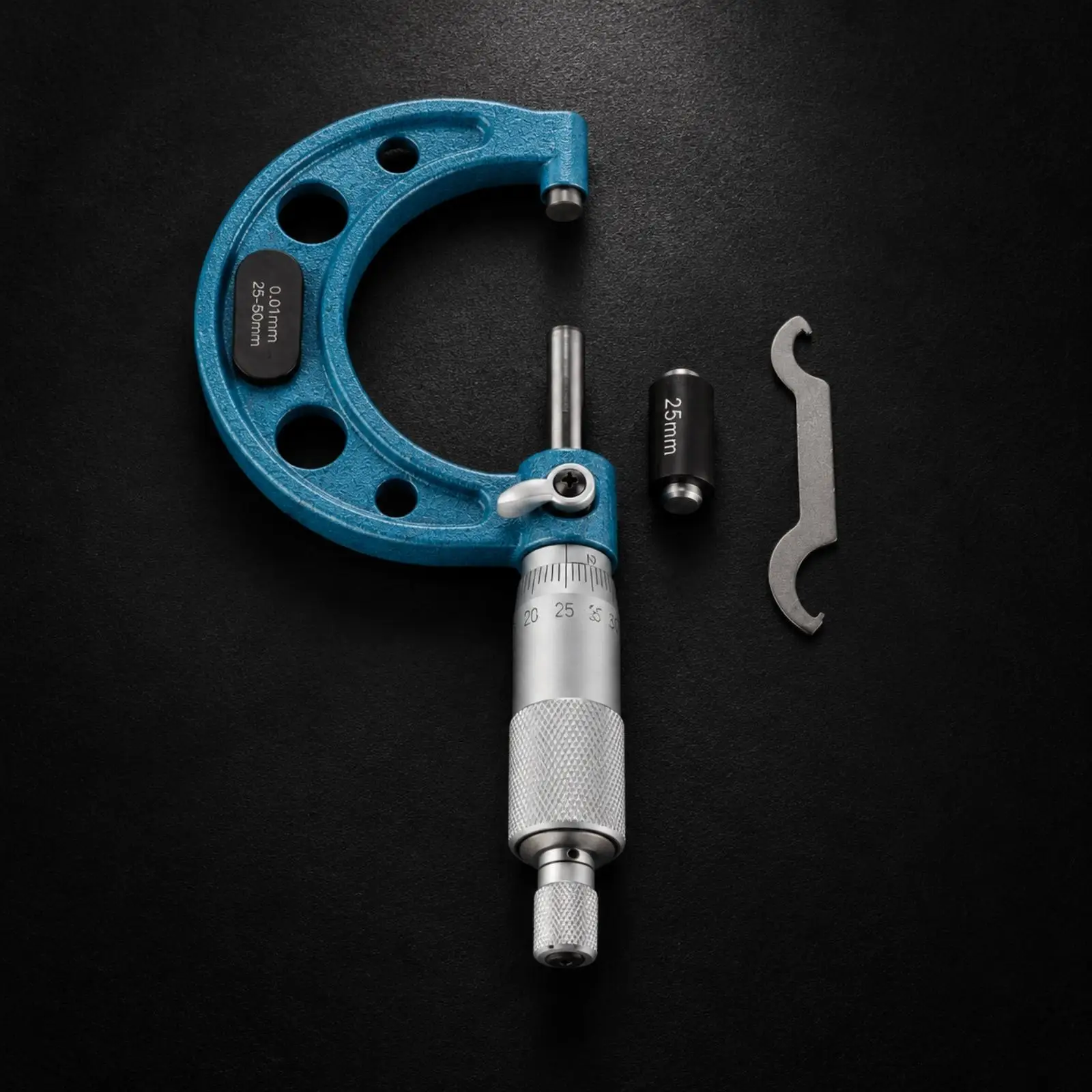 External Micrometer Carbon Steel Frame Blue Finish Measuring Instrument for Workshop Technician Dimensional Gauge