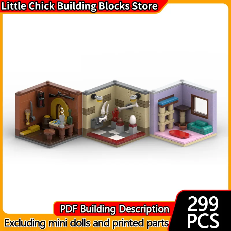 

City Street View Model MOC Building Bricks Condensed Scene Modular Technology Children Holiday Gifts Assemble Toys Suit