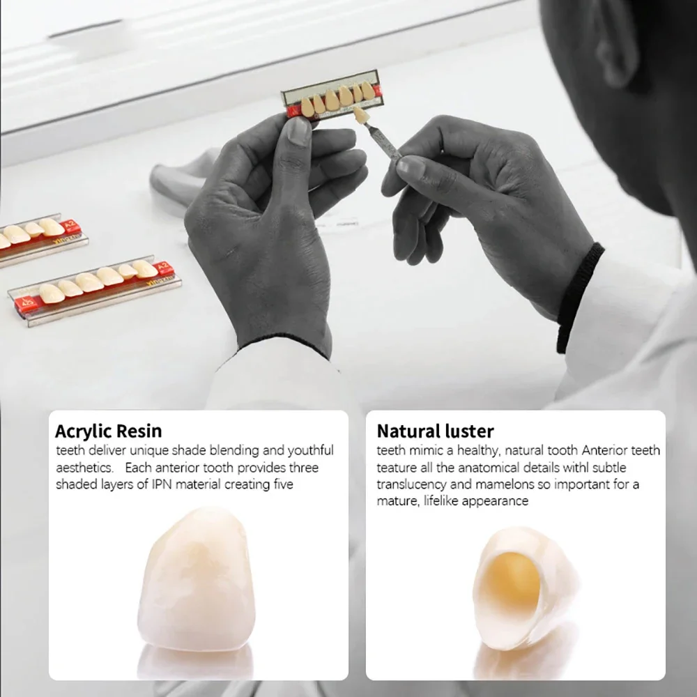 Artificial Tooth Acrylic Resin Temporary False Teeth Upper Lower Denture Tooth Fake Dentures Halloween Horror Prop For Women And