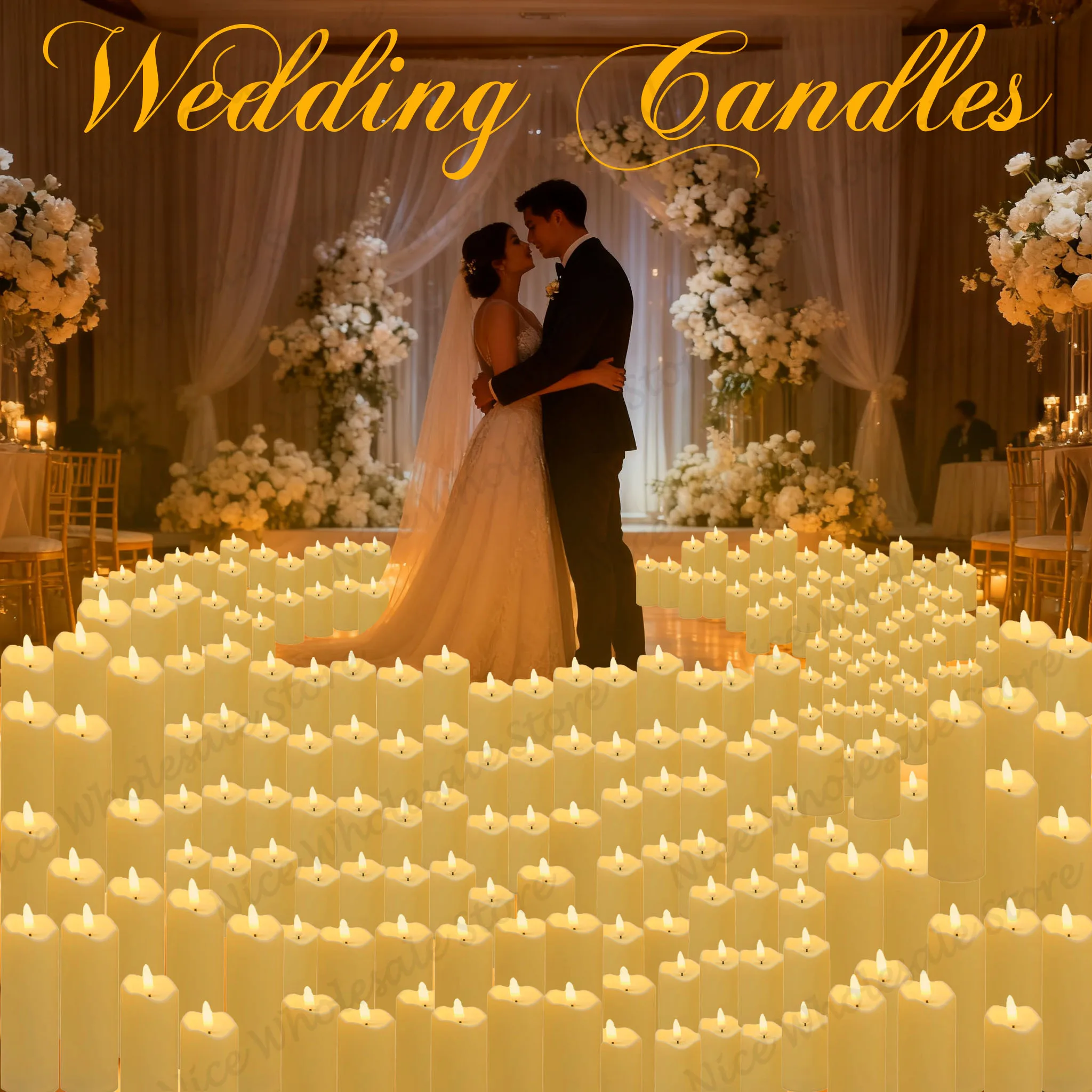 12-144PCS LED Candle Bulk Artificial Candles LED Pillar Flameless Candles with Battery Wedding Flickering Candle Table Decor