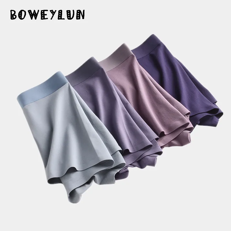 

BOWEYLUN Men's New 80s Cotton Seamless Boxer Briefs Breathable Antibacterial Solid Color Underwear for Men