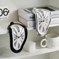 New Novel Surreal Melting Distorted Silent Wall Clocks Surrealist Salvador Dali Style Wall Watch Decoration Gift Home Garden