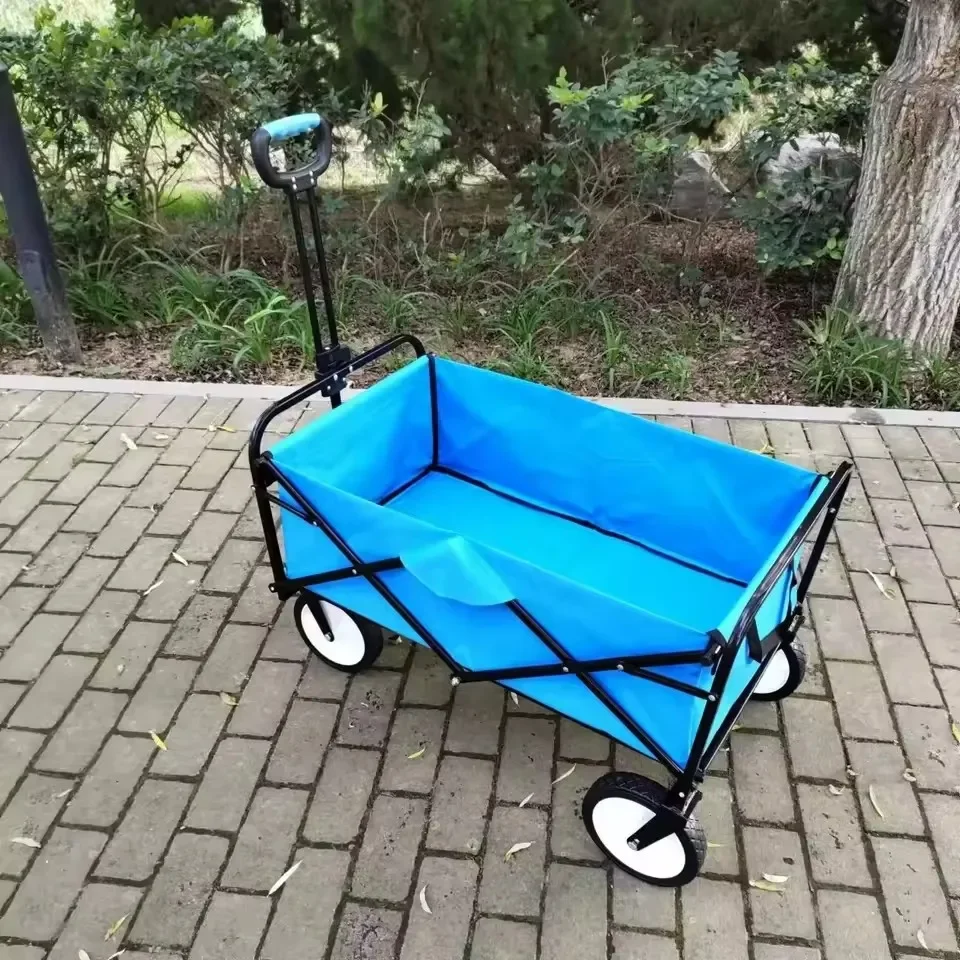 4 PCS Wheel All-Terrain Folding Wagon Kids Folding Garden Collapsible Wagon Trolley