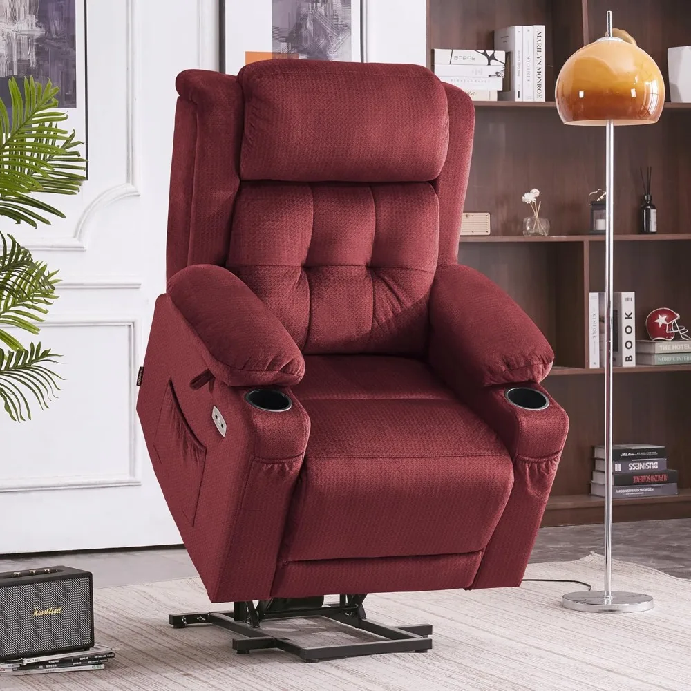 Red massage chair Medium Dual Motor Power Lift Recliner Chair with Massage and Heat for Elderly People, Adjustable Headrest