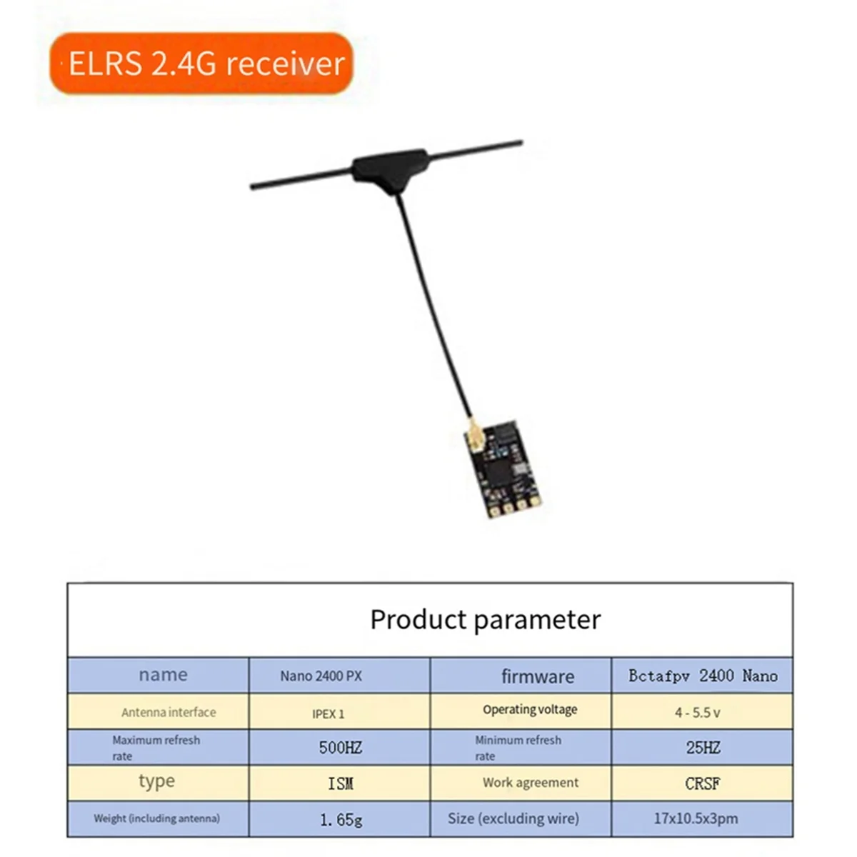 Приемник ELRS 2,4 ГГц, приемник NANO ExpressLRS с антенной T-типа, поддержка обновления Wi-Fi для дрона FPV RC