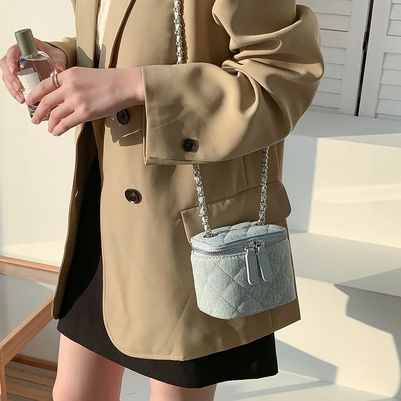 New Fashion Women Shoulder Bags Mini Denim Bags Chain Bags Trend Leisure Versatile Korean Crossbody Bag Lipstick Bags Small Bags