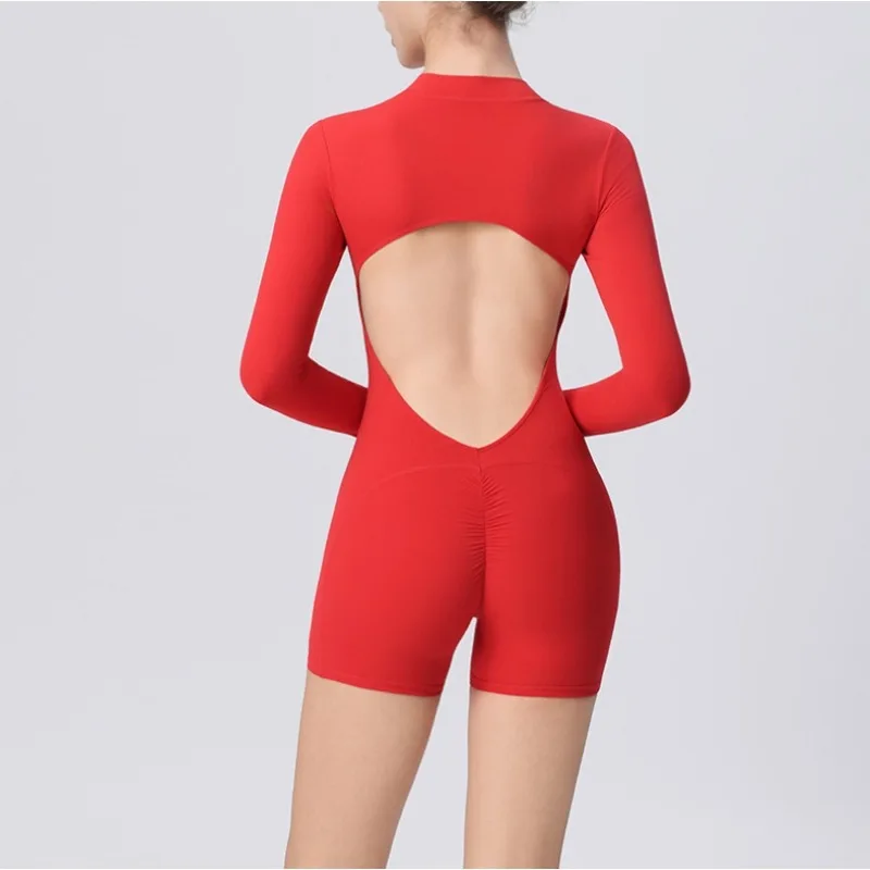 

Women's Hollow Yoga Clothes Beautiful Back Naked Feeling Slim Fit Peach Hip Jumpsuit Outdoor Sports Running and Fitness Clothes