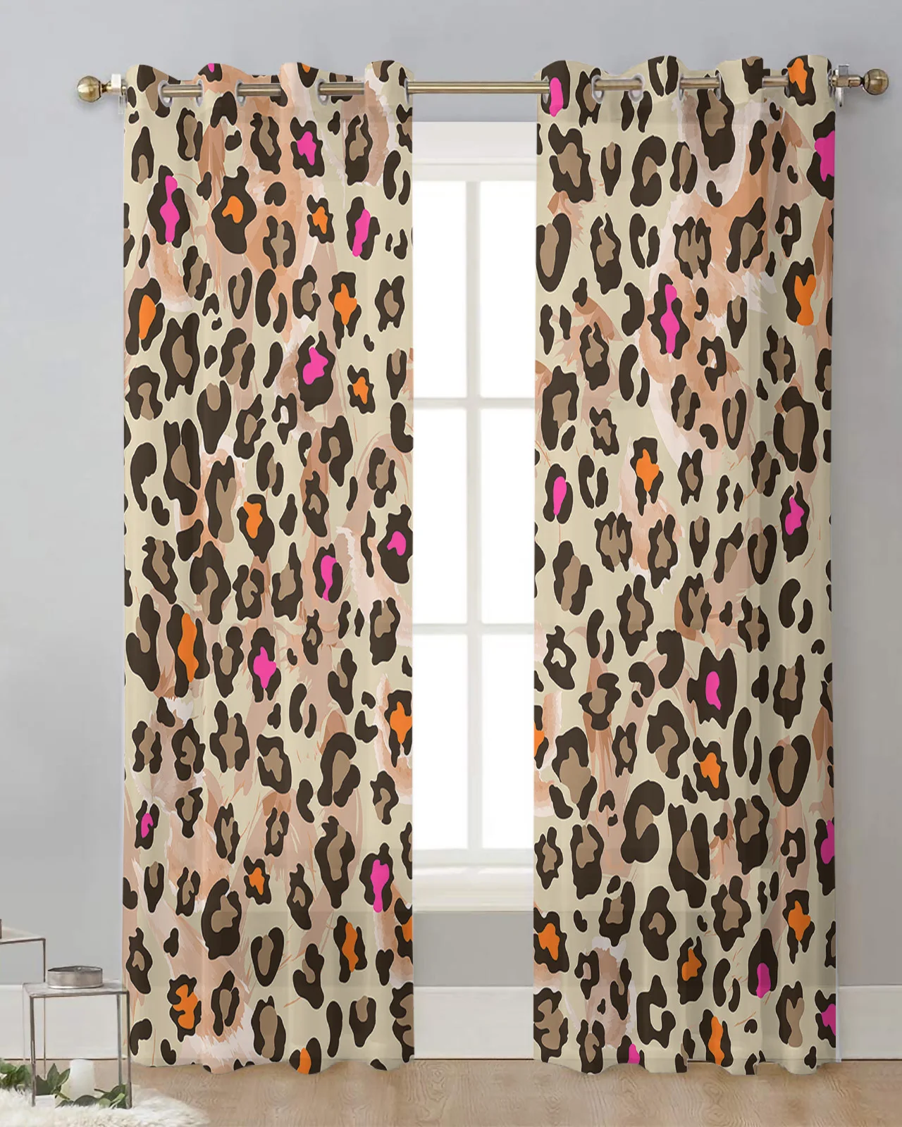 Leopard Texture Wave Point Curtain Tulle Curtains For Living Room Kitchen Window Treatments Voile Curtains