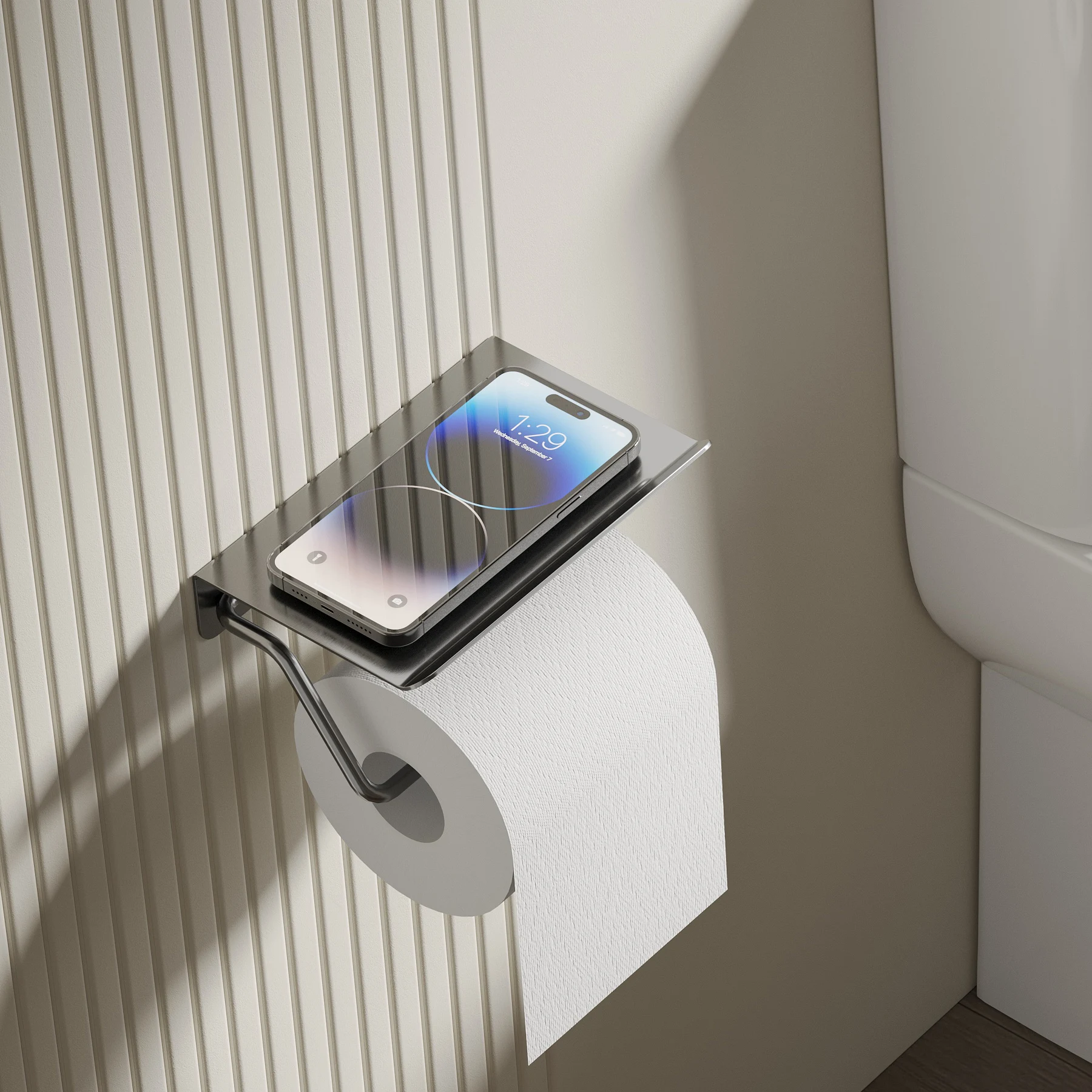 

Toilet Paper Holder with Shelf, Fits Mega Rolls, Rustproof Stainless Steel, Self Adhesive Wall Mount Toilet Paper Roll Holder