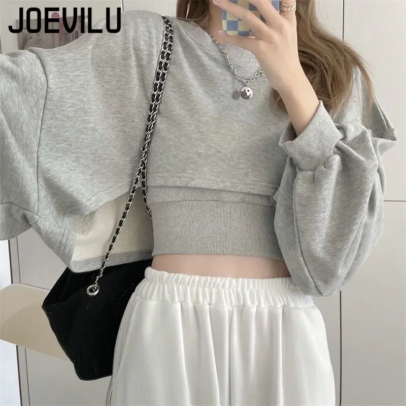 2PCS Streetwear Loose Sweatshirt Short Long Sleeved Pullover Top Strap Vest 2 Piece Sets Women\'s Sports Korean Kpop Clothes Y2k