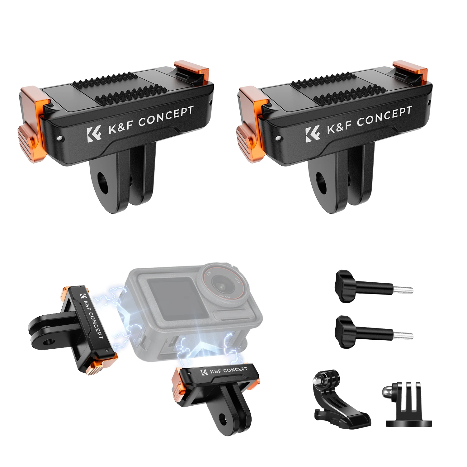 

K&F CONCEPT 2 Pack Magnetic Quick Release Mount for DJI Osmo Action 5 Pro/4/3 with 1/4" Thread Adapter Bracket Camera Interface