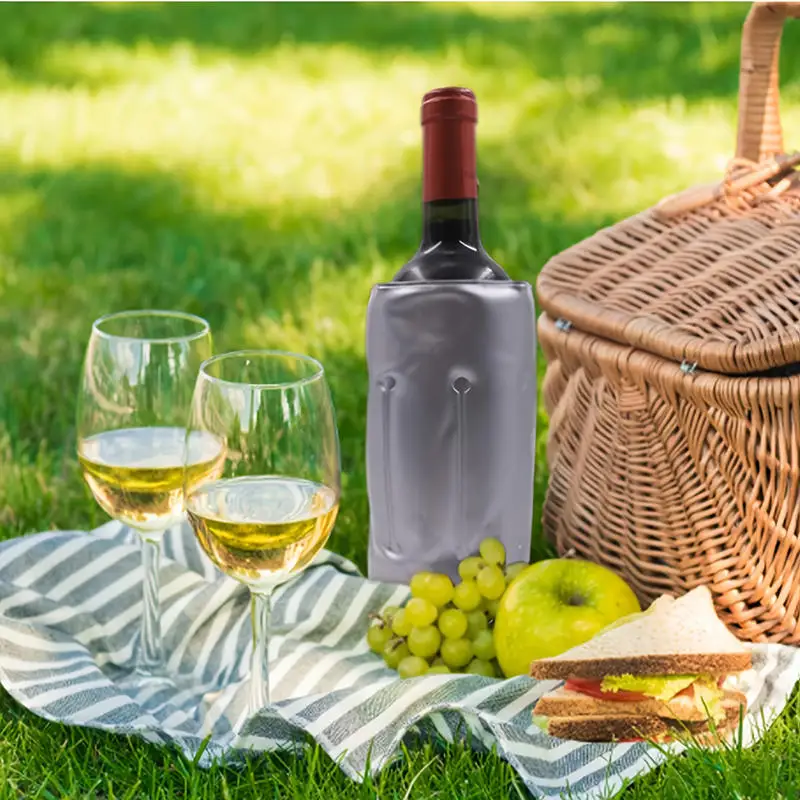 Portable Gel Wine Cooler Sleeve Bottle Chiller Ice Bag for Champagne Beer Picnic BBQ Camping Travel Bar Drink Gift