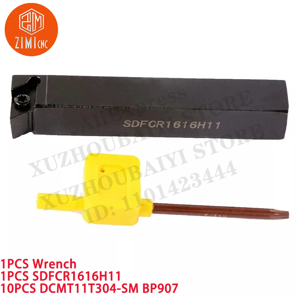 1PCS SDFCR1616H11 Externe draaigereedschaphouder +10 stuks DCMT11T304-SM Carbide-inzetstukken CNC-gereedschap metaaldraaibank mechanisch snijgereedschap