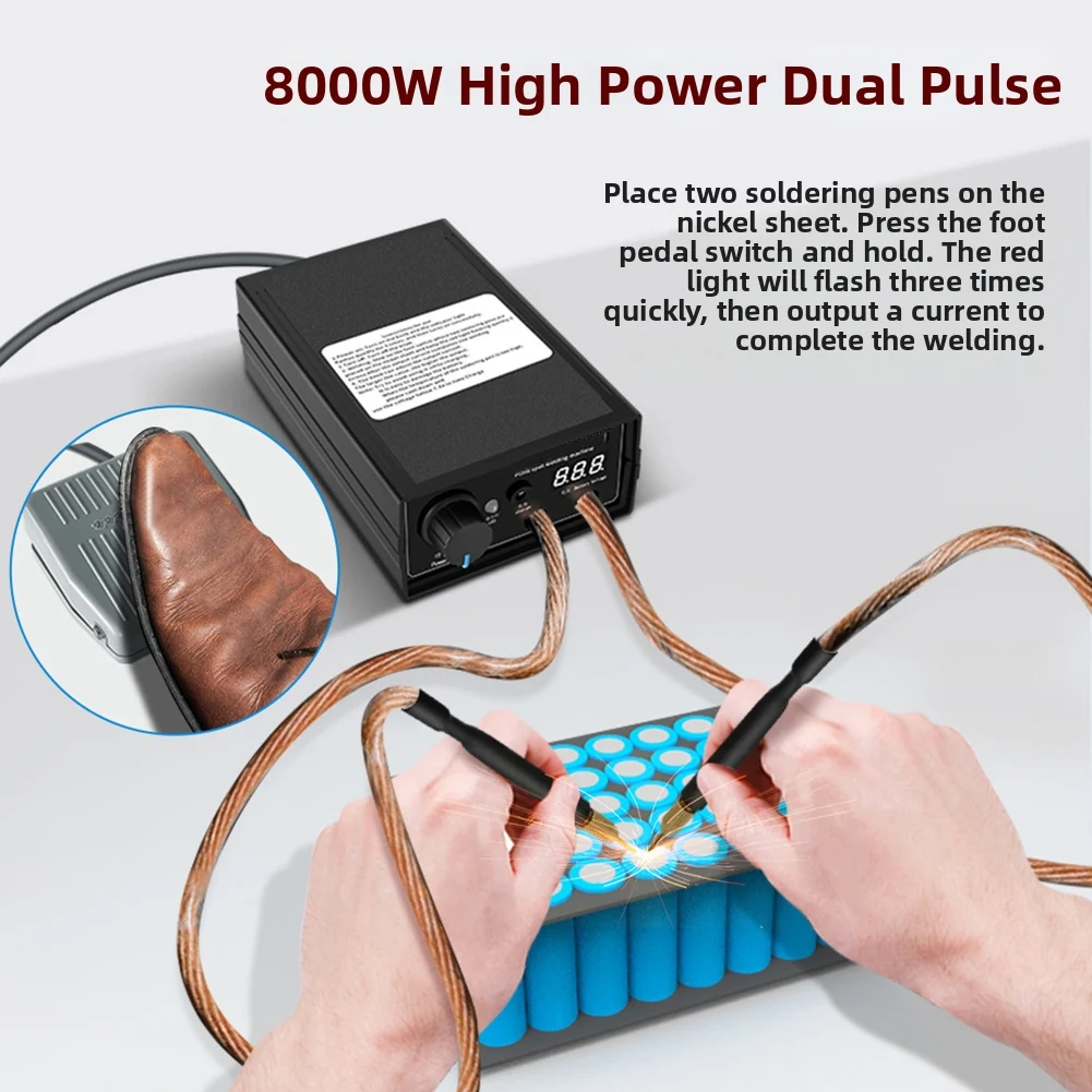 Portable Spot Welding Machine With LCD Display High Performance 8000W Spot Welding Machine With Adjustable Power & Foot Pedal