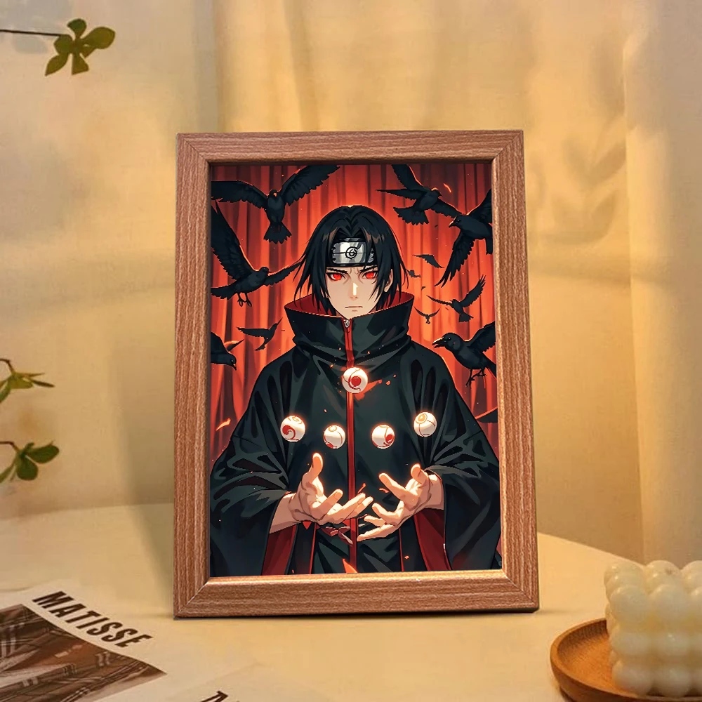 

Naruto Anime Uchiha Sasuke LED Night Light Bedroom Home Decoration Painting Christmas Gift Moon Light