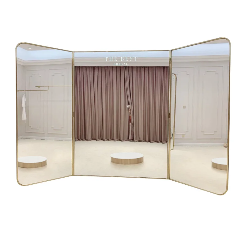 Custom.Customized Wholesale Bridal Shop Stainless Steel Modern Folding Arch Mirror Full-length