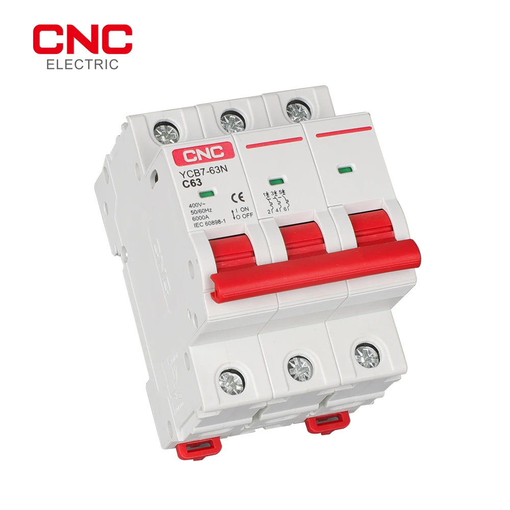 CNC YCB7-63N 1P 2P 3P 4P Din Rail Mount Breaking Capacity Miniature Circuit Breaker YCB6H-63 Upgraded version