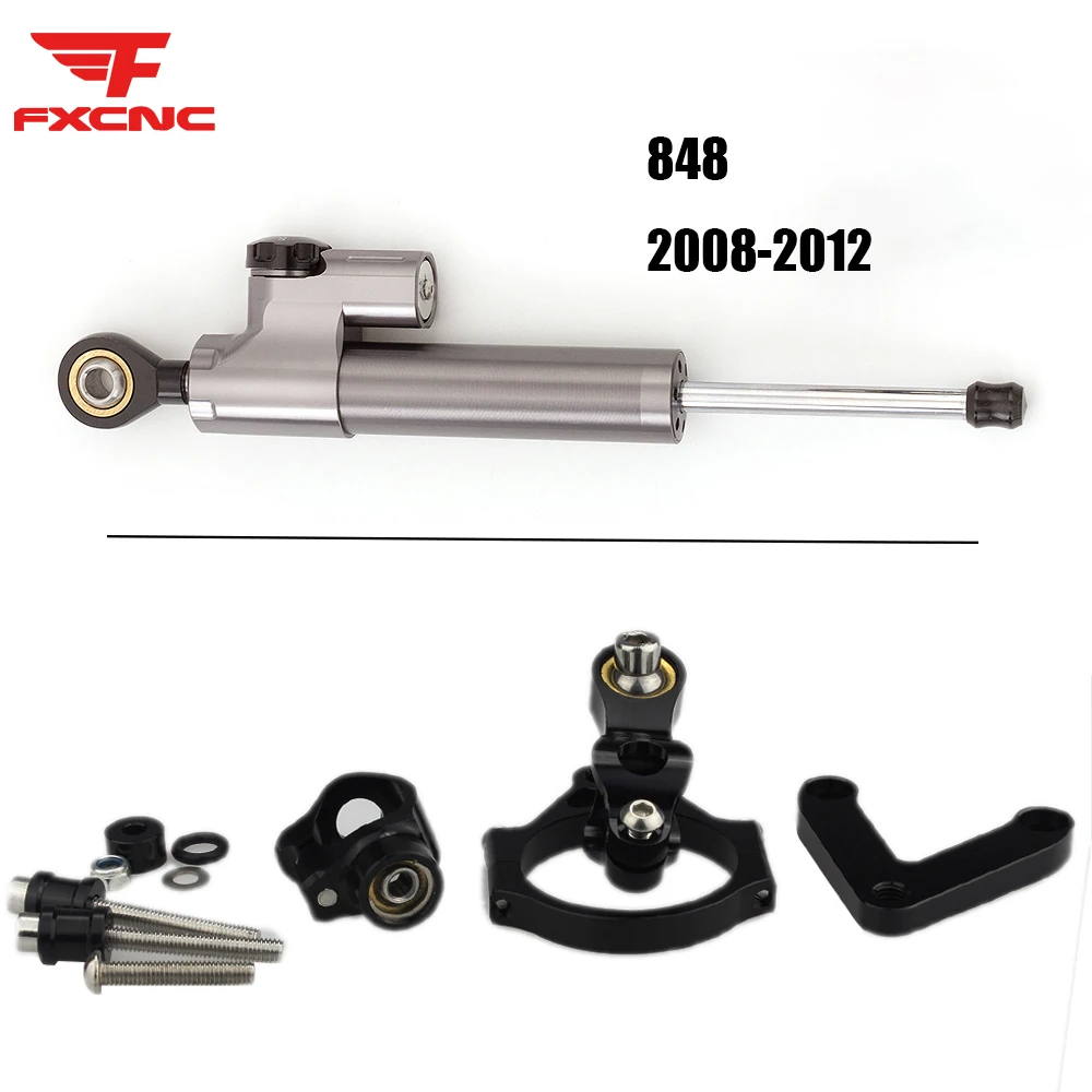 For Ducati 848 2008 - 2012 Motorcycle Stabilizer Damper Steering CNC Aluminum Mount Bracket Holder Support Kit Motorbike Black
