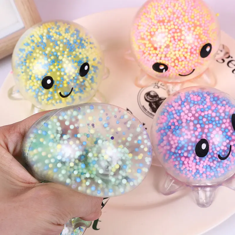2Pcs Animal Squid Vent Ball Squeeze Decompressions Toy Bubble Octopus Ball Stress Relief Toy Slow Rebond Squishy Birthday Gift