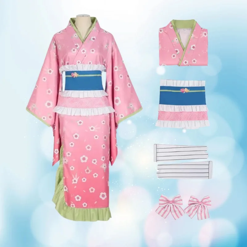 

Aniem Kanroji Mitsuri Cosplay Costume Pink Kimono Uniform Dress Suit for Women Halloween Carnival Party Roleplay Outfits