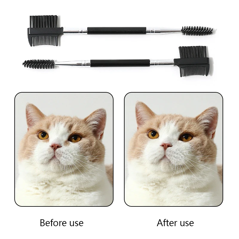 Double-Sided Brush Head Pet Eye Tear Remover Stain Comb Portable Small Cat Puppy Grooming Comb Tools Cleaning Accessories