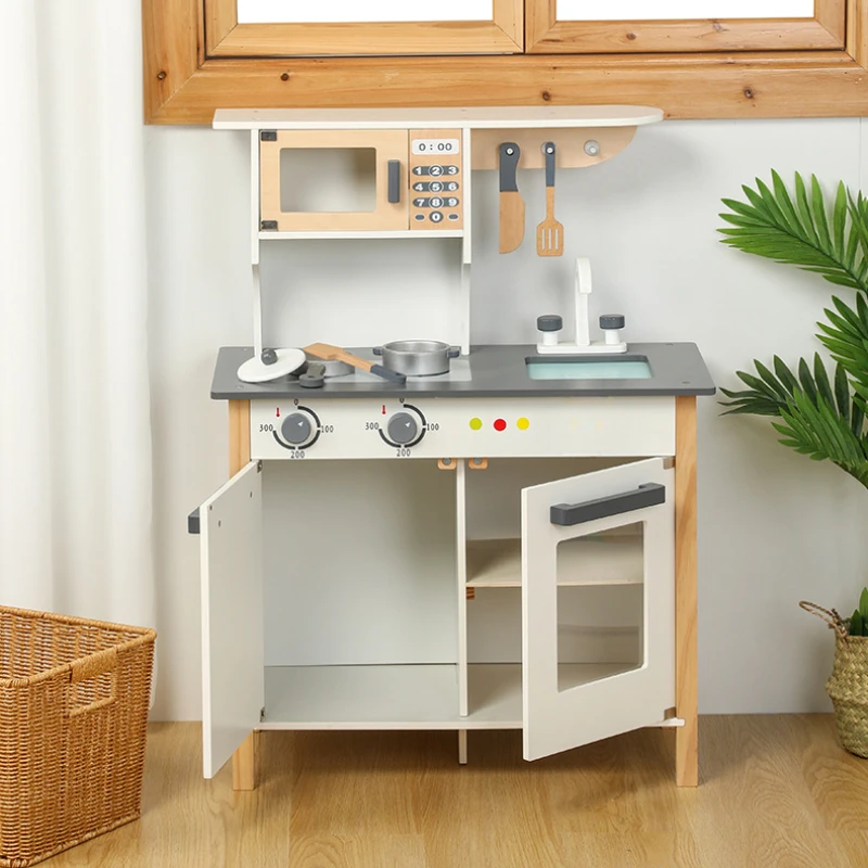 Kinderen Houten Puzzel Keuken Speelgoed Miniatuur Voedsel Poppenhuis Accessoires Montessori Drukke Bordspellen Meisjes Interactief Speelgoed Cadeau