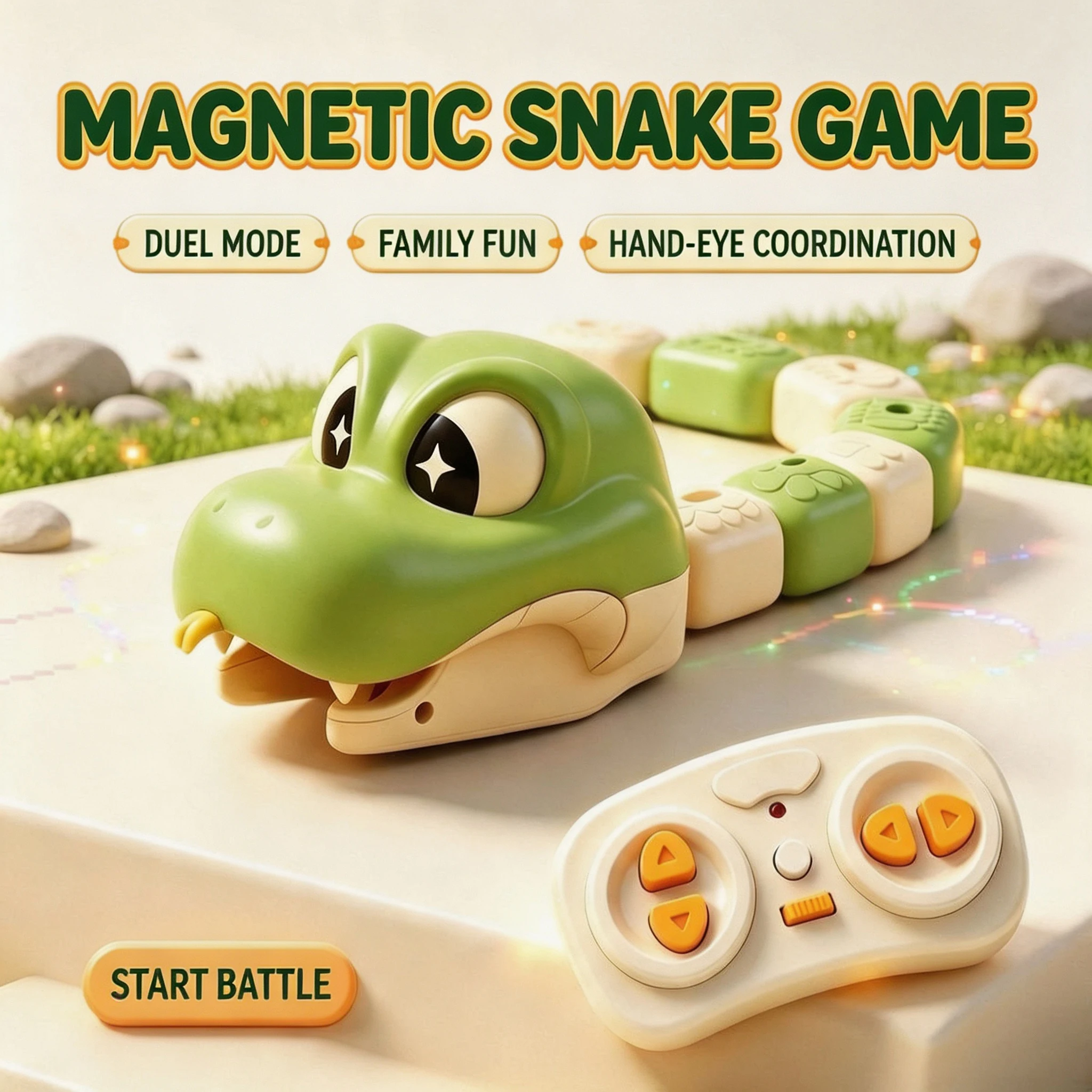 2-Player Magnetic RC Racing Car Set, Snake Battle Track Toy with Connecting Vehicles, Birthday Gift for Boys Age 6+