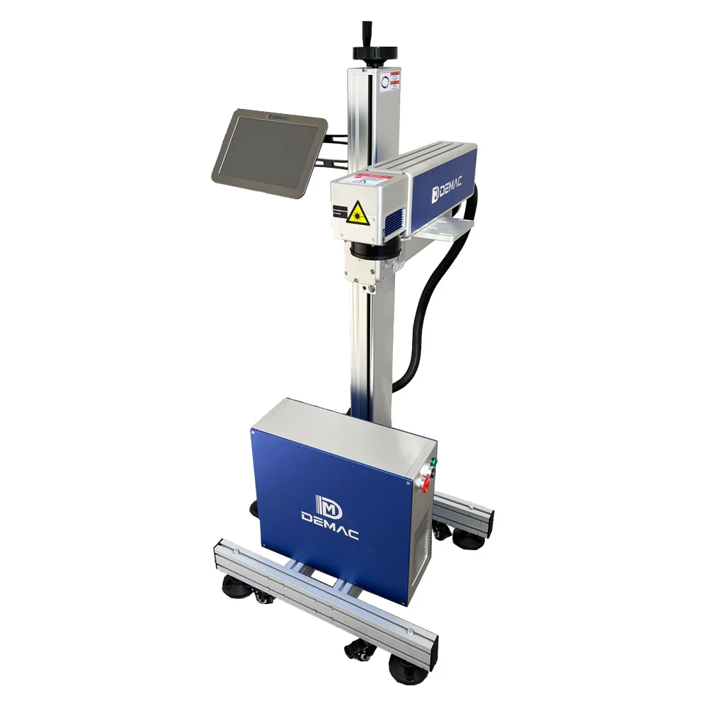 Production Line Flying Fiber Laser Marking Machine  Steel Iron Brass Wire Metal