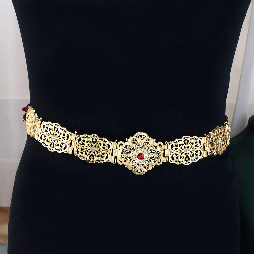 

Золотой цвет ручной веревочный ремень для женщин Марокко кафтан пояс с кристаллами свадебные украшения арабский фестиваль Bijoux