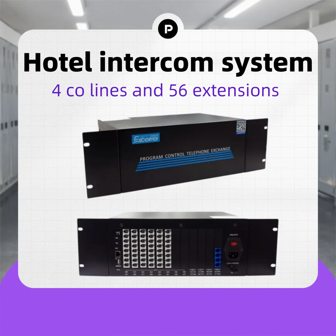 EXCELLTEL TP96-456 Hotel PABX Telephone System with 4 CO Lines 56 Rooms Software Management for Business Communications