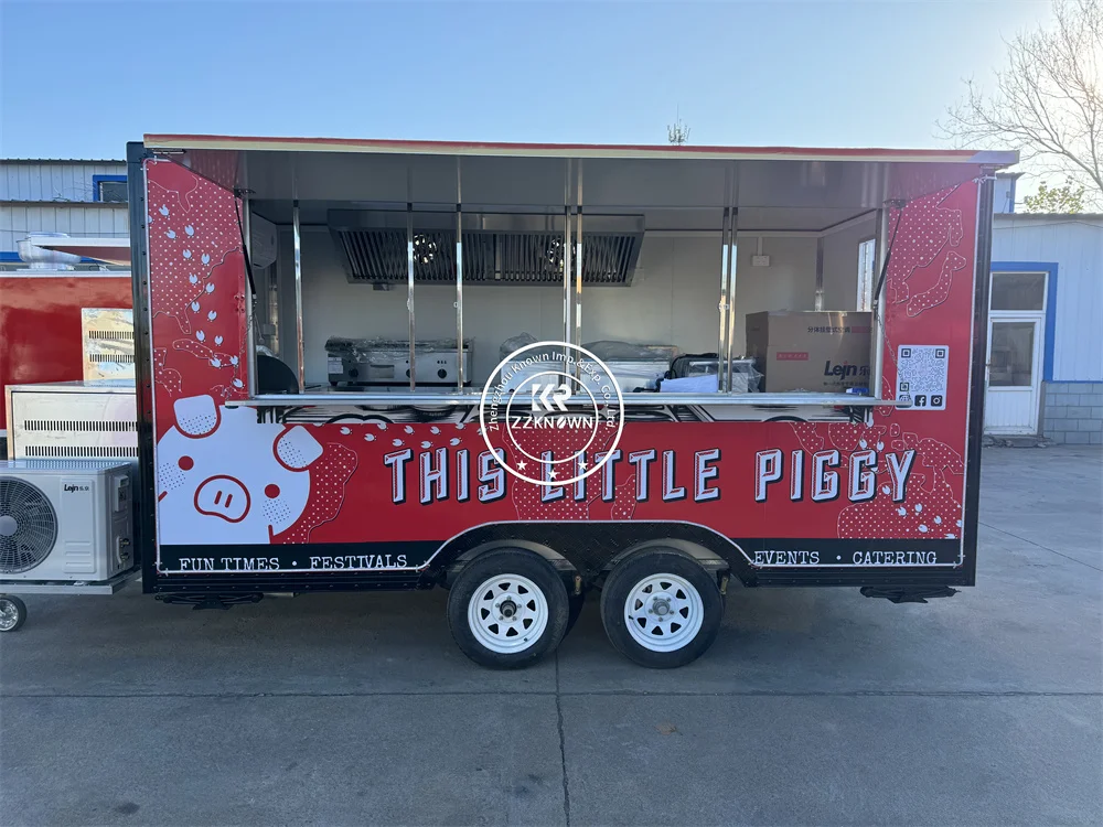 Concession Food Truck Trailer, voll ausgestatteter Catering-Anhänger, Eiscreme-Wagen, Straßensnack, Kaffee-Kiosk, Food Truck, mobile Küche