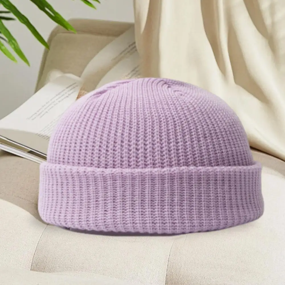 Elastic Knit Hat Cozy Knitted Dome Hat for Winter Outdoor Activities Unisex Solid Color Ear Cap for Skiing Wear Solid