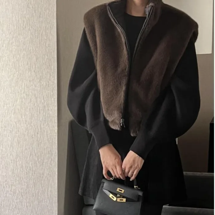 Versátil dois lados wearable design sensação colete coreano sle all-match camisola para mulher adequado para vários ocns