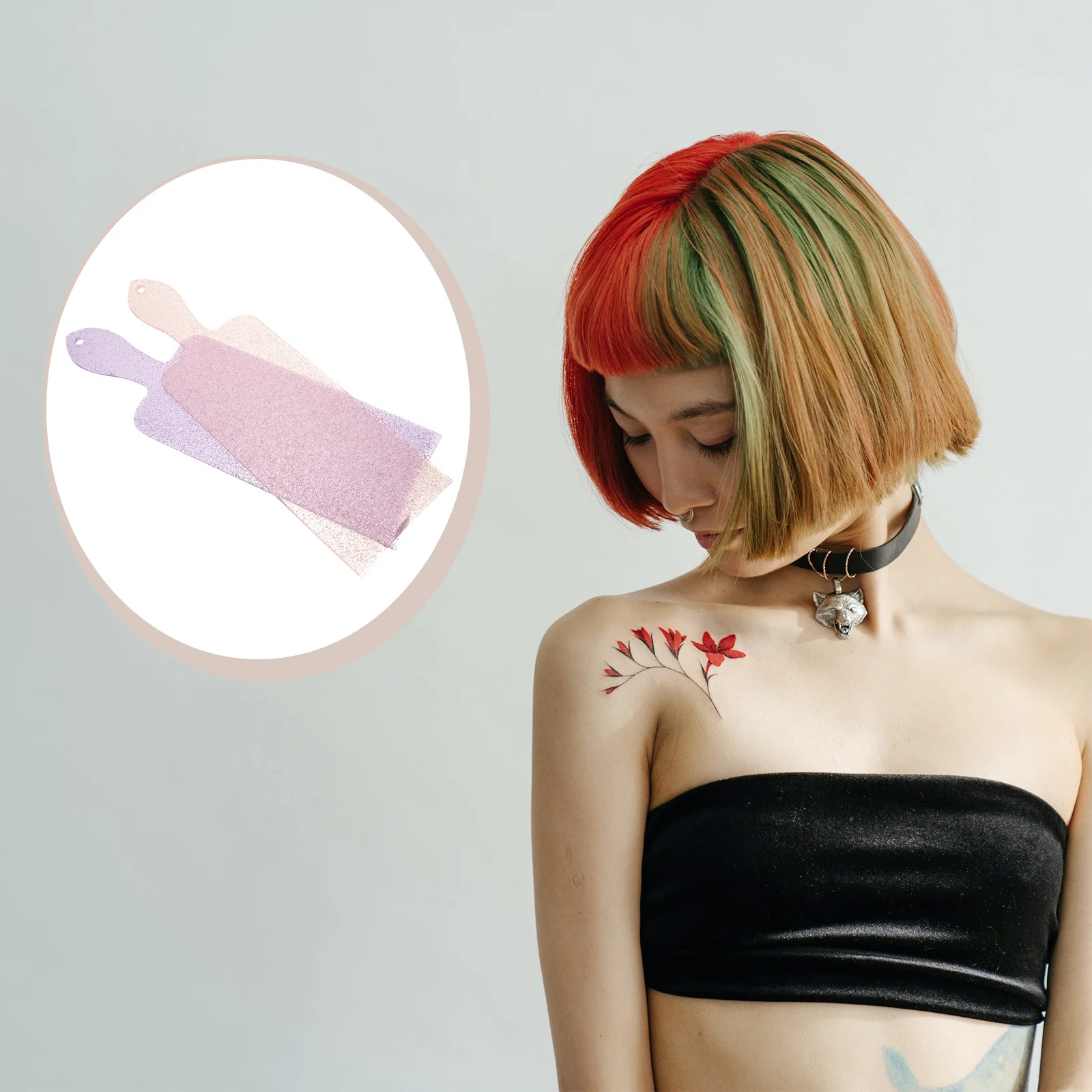 

2pcs Highlighting Paddle Multiple Colors Even Dye Distribution For Salon Home Use Hair Coloring Tools Foiling Board