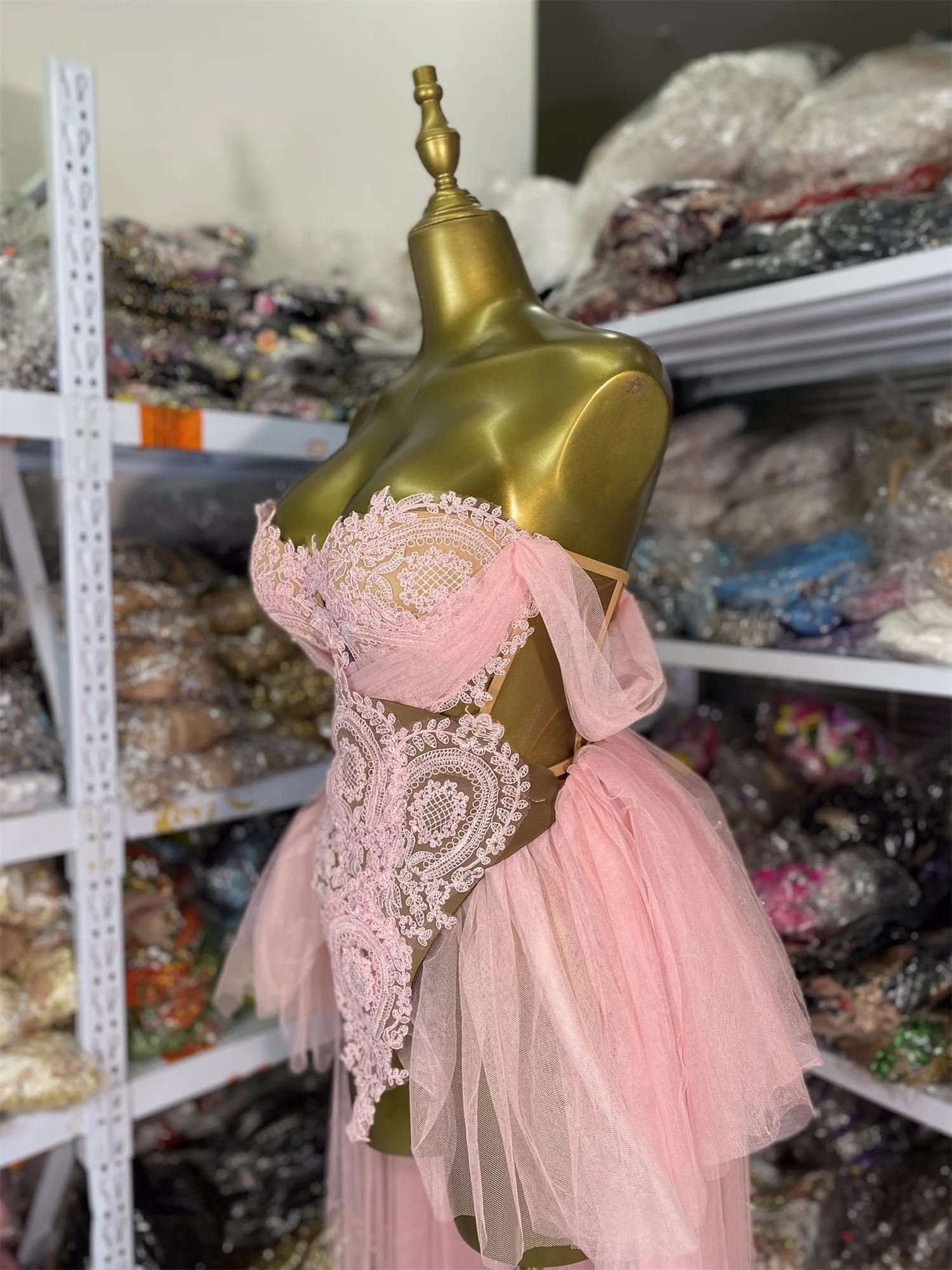 Vrouwen Zoete Roze Strapless Platte Borduren Crop Tops En Lange Rok 2-delige Set Sexy Vieren Avond Club Feestjurk outfits