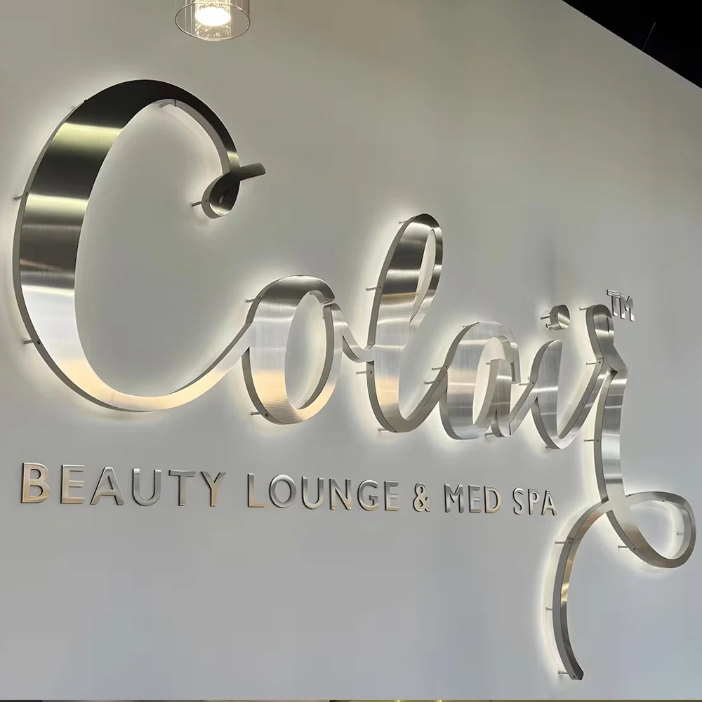 Business Custom Illuminated Sign 3D Metal Letter Backlit Large Signage Custom LED Personalization Company Signage Metal LED Deco