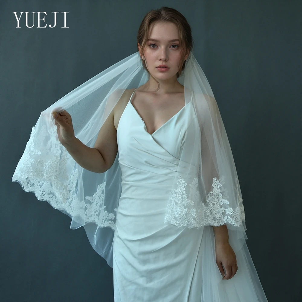 

YUEJI Elegant Pure Handcrafted 3d Embroidered Luxury Bridal Veil With Lead Comb And Swing Tail YJ77