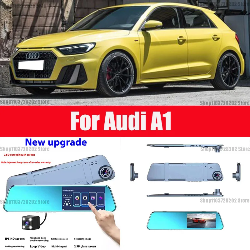 

For Audi A1 Mirror Camera for Car Touch Screen Video Recorder Rearview mirror Dash Cam Front and Rear Camera Mirror DVR