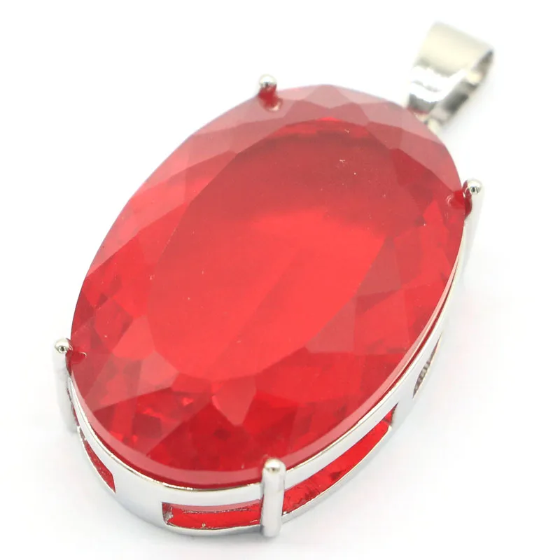40x20mm Eye Catching 11.5g Big Gemstone London Blue Topaz Red Blood Ruby Swiss Blue Topaz Silver Pendant