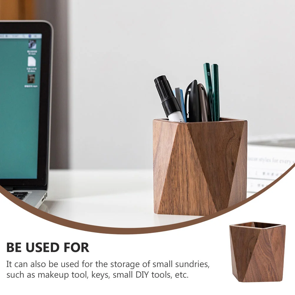 Solid Wood Pen Holder Office Accessories Wooden Containers for Organizing Creative