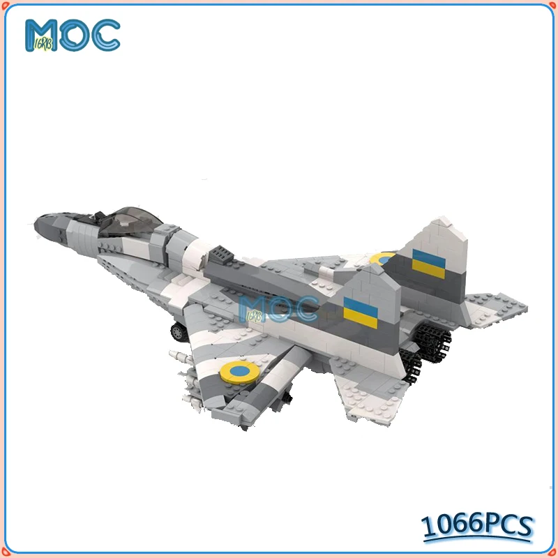 

MOC Building Blocks Modern Military War Series Mini Scale Mig-29 Fulcrum New Fighter Model DIY Assemble Bricks Toys Gift 1066PCS