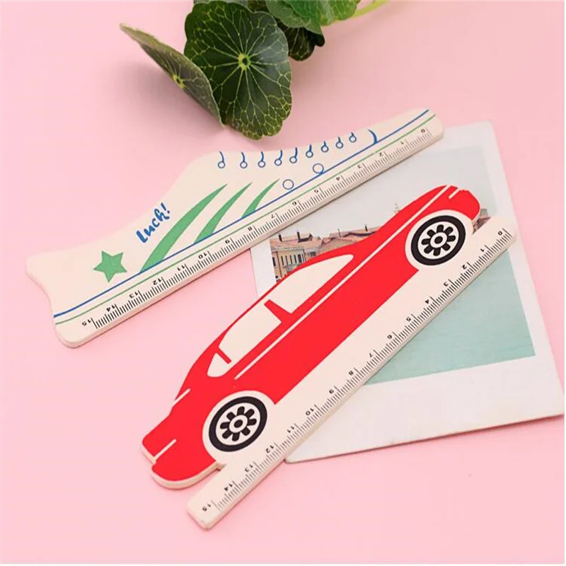 Creative Stationery Gifts Wooden Multi functional Student Tools Cute Cartoon Stationery Measurement Drawing Straight Ruler 15Cm