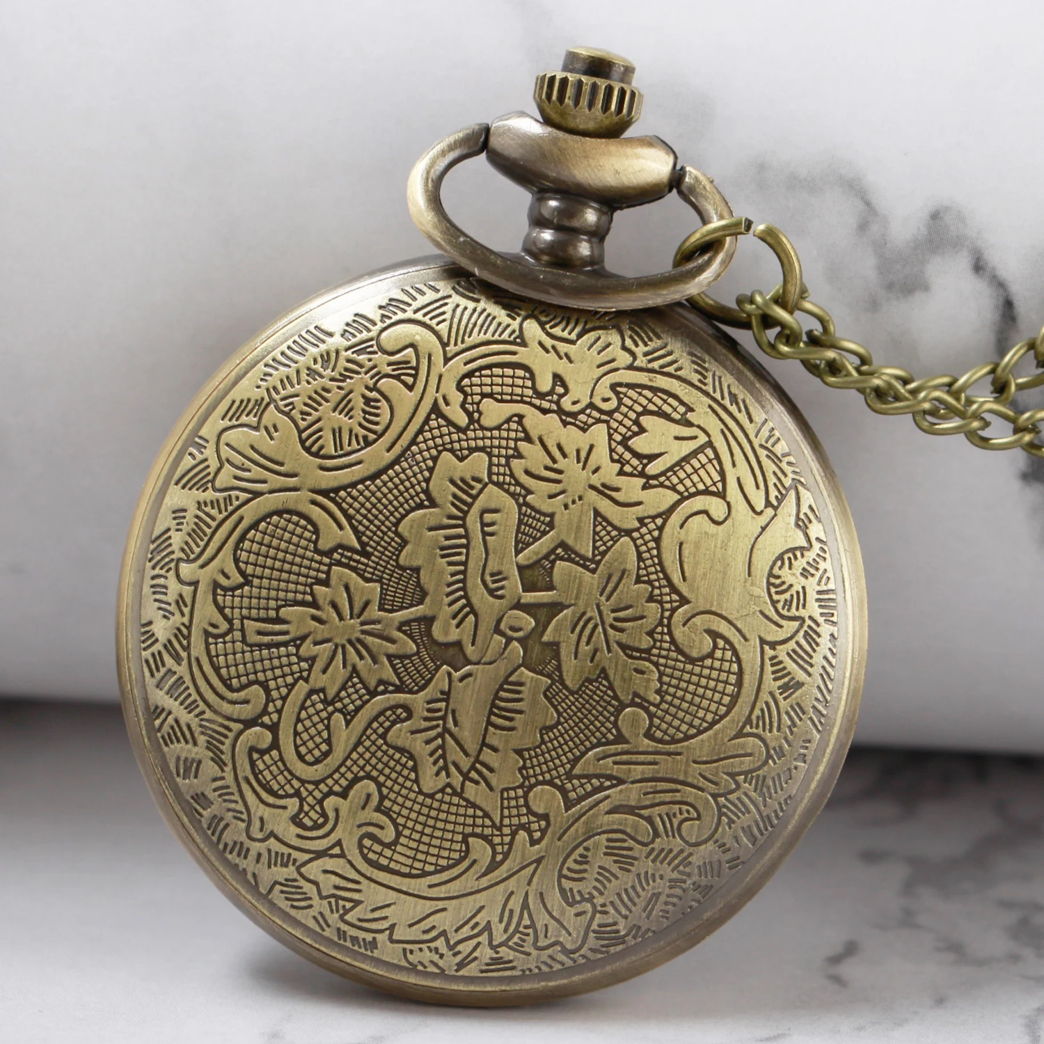 Antique Steampunk Bronze Hollow Gear Movement Quartz Pocket Watch Pendant Gift With Chain Pocket Watches Fob Watch Gift Boys Men