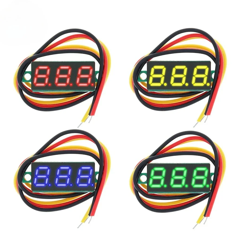 0.28 Inch 2 Wires 3 Wires 2.5V-40V Mini Digital Voltmeter Voltage Tester Meter Red/Blue/yellow/green LED Screen Meter