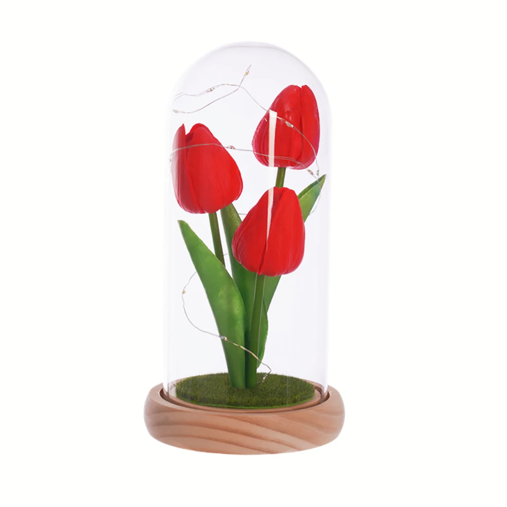 Simulação da tampa do vidro do tulipa para mulheres, decoração criativa, presente do dia dos namorados, Dropship