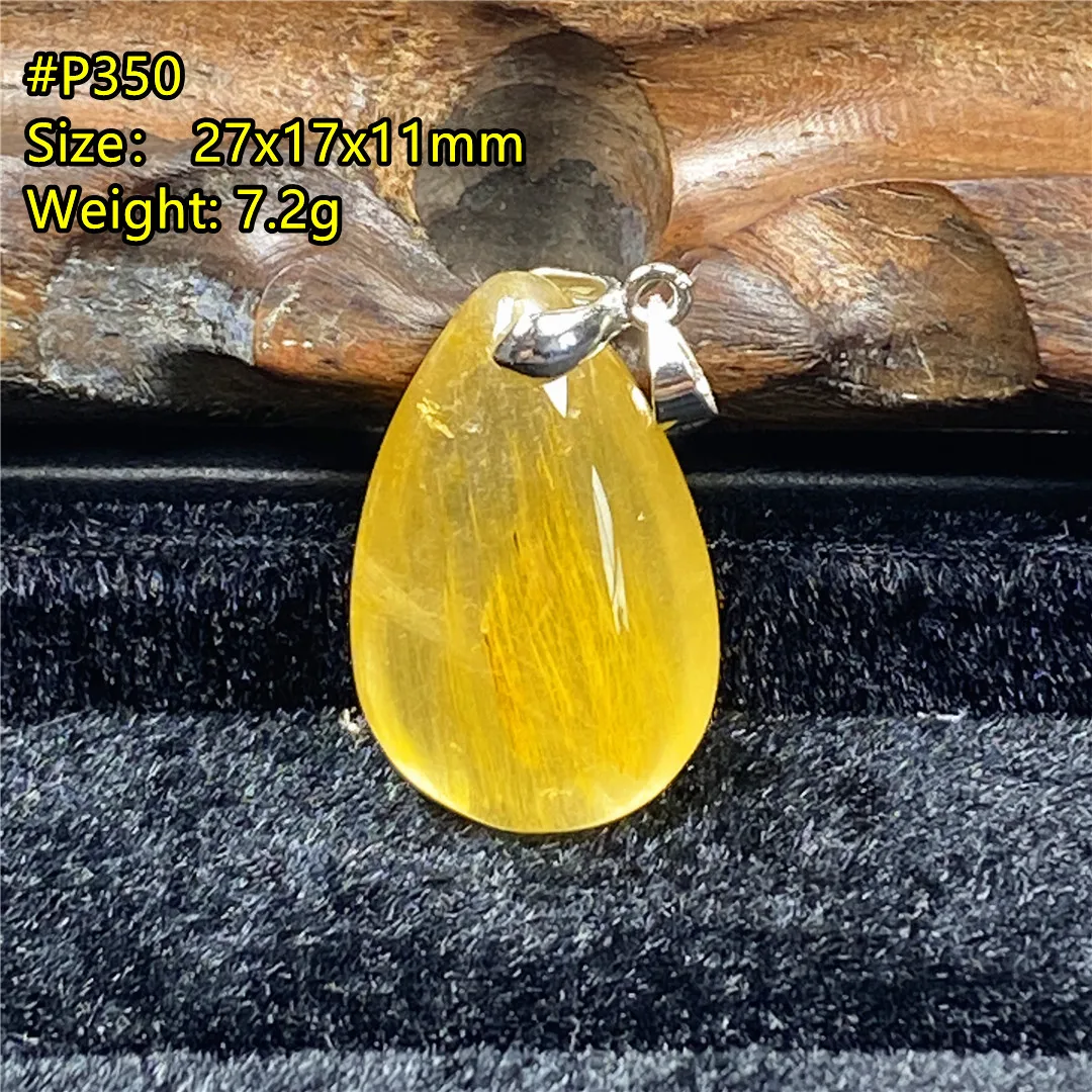 

Top Natural Gold Rutilated Quartz Pendant For Women Lady Man Wealth Healing Gift Crystal 27x17x11mm Beads Gemstone Jewelry AAAAA