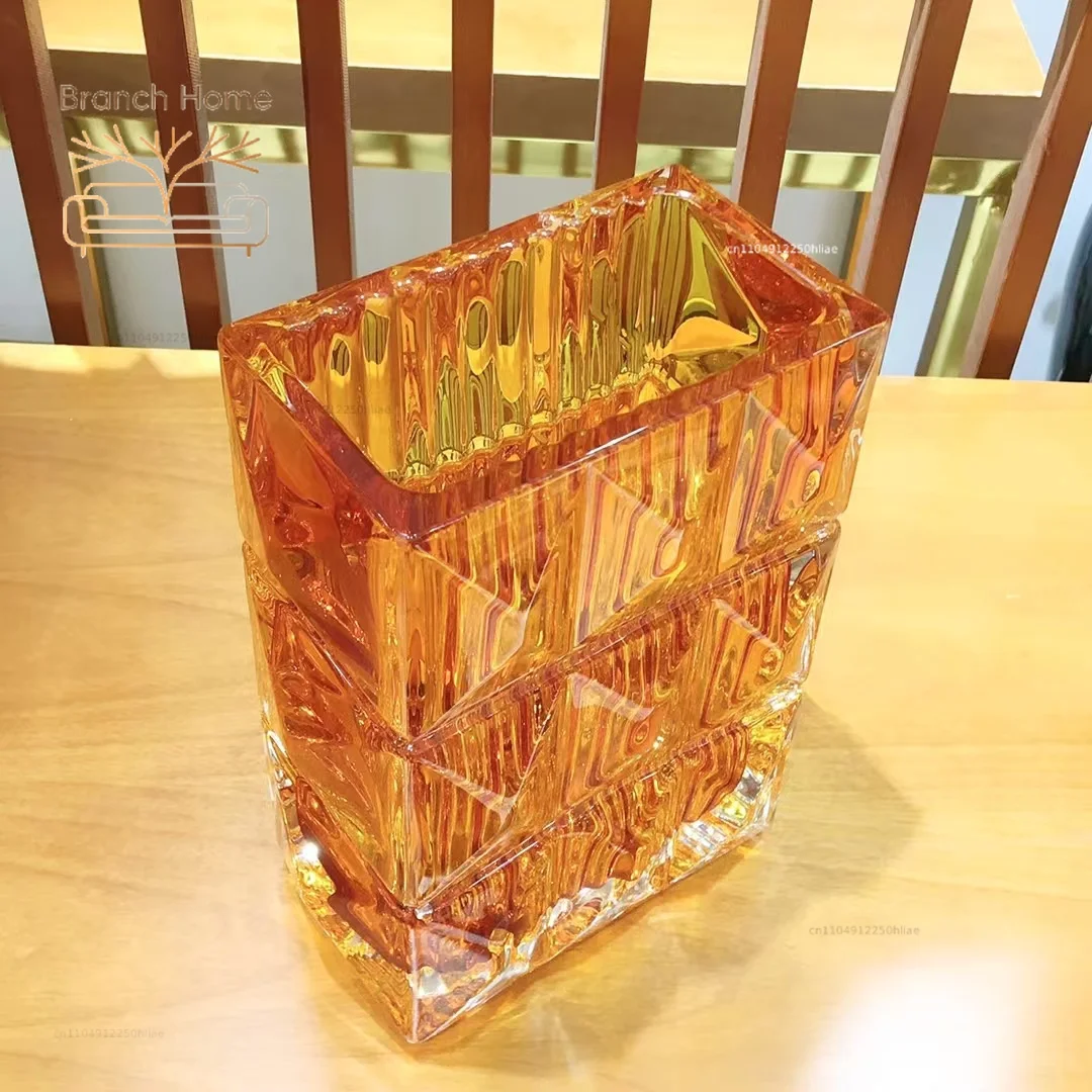 3.5kg 9.6×15×20cm Square Diamond cutting crystal vase