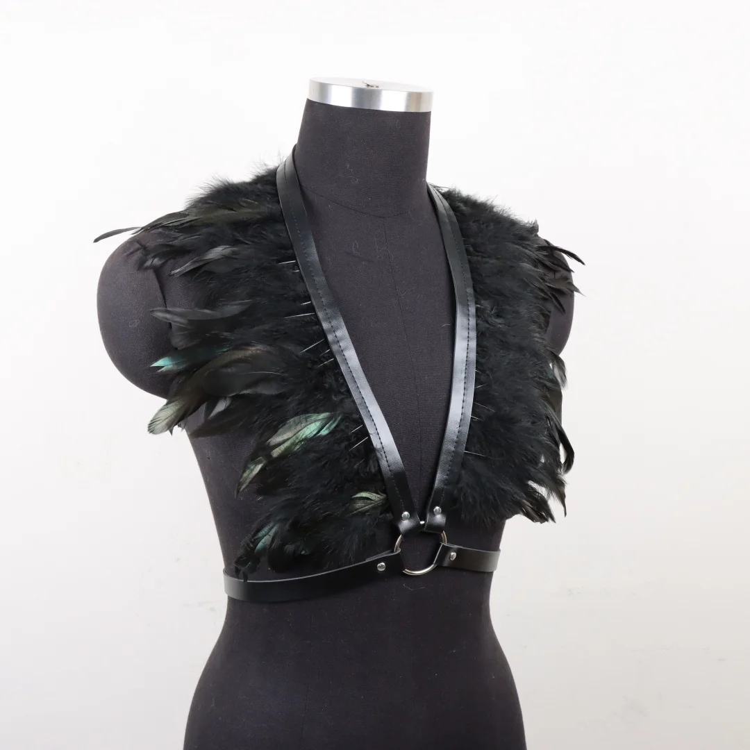 중세 벨트 인조 깃털 PU 가죽 벨트 할로윈 의상 소품 무대 공연 의상 벨트 소품 코스프레