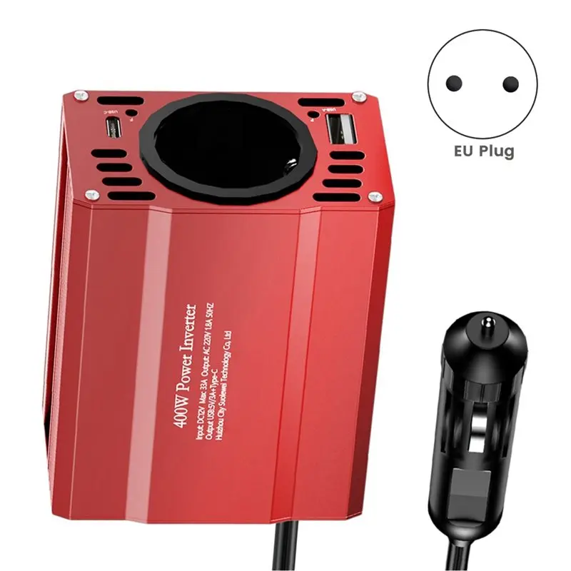 -[A51I Digital]Voltage Converter TYPE-C USB EU DC12V To AC 220V 50HZ Modified Wave Inverter Solar Car Power 400W EU Plug
