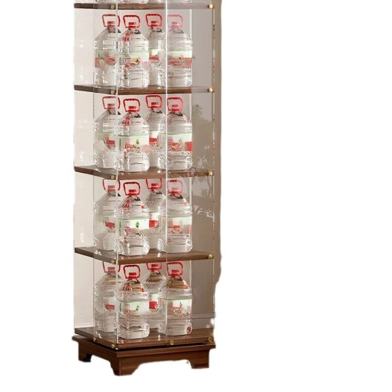 

Creative solid wood rotating bookshelf, transparent acrylic floor shelf